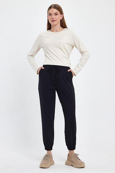 VENA Pantaloni de sport slim drepti pentru femei cu picioare elastice - negri
