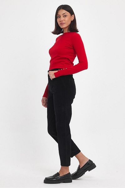 VENA Norah Elastic Waist Velvet Trousers - Black