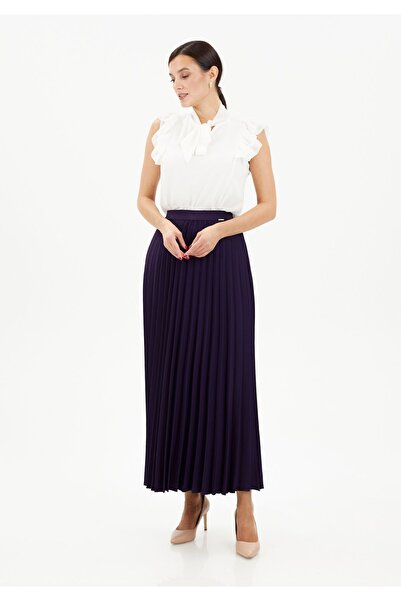 G-Line Mor Rengi Maxi Boy Beli Lastikli Pilise Etek