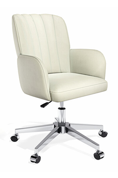 HAUSEBOX Silinebilir Babyface Kumaş - Ofis Çalışma Koltuğu & Sandalyesi (KREM...