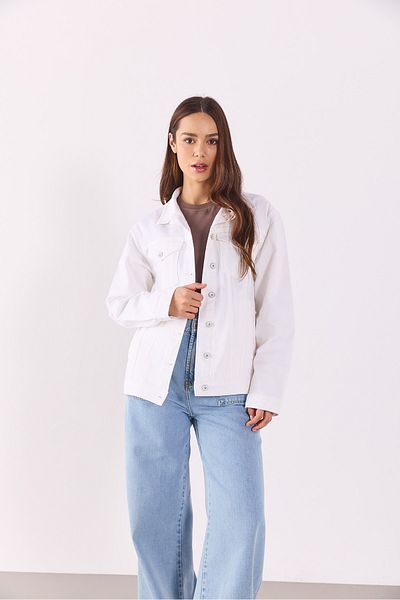 VENA Maya Colored Jean Jacket - White