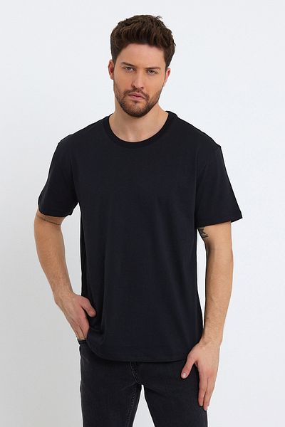 VENA Μπλουζάκι Walker Crew Neck Slim Fit - ΜΑΥΡΟ
