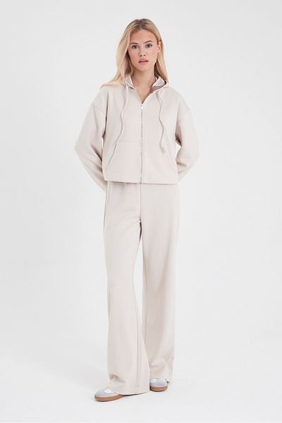 VENA Jovie Soft Textured High Waist Wide Leg Pants(Cupro) - Bone