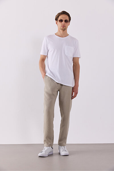 VENA Simon Crew Neck Basic T-Shirt με λεπτομέρεια τσέπης - ΛΕΥΚΟ