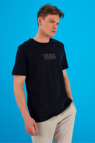 VENA Μπλουζάκι με λογότυπο με τύπωμα Crew Neck - Μαύρο