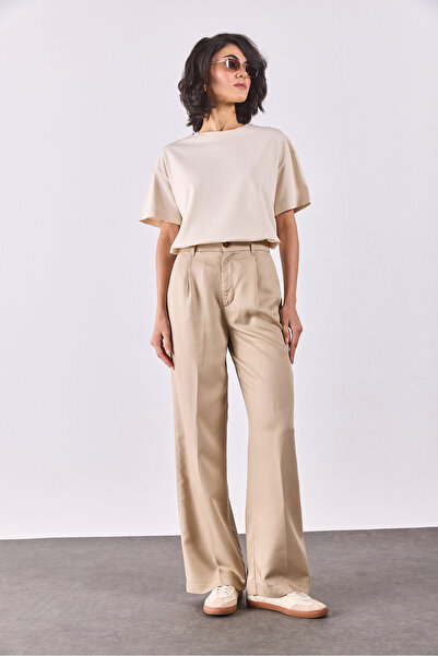 VENA Crew Neck Oversize Comfortable Fit Basic T-Shirt - Naturel