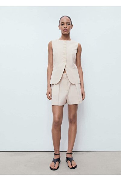 MANGO Woman Pileli kumaş şort