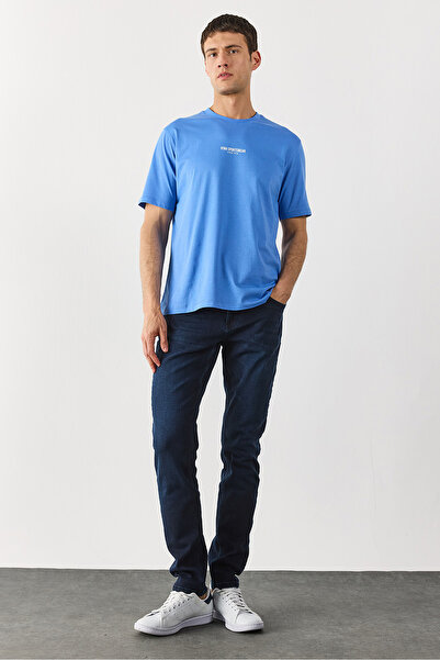 VENA Edward Blue Black Slim Straight Jean Trousers - Blue Black