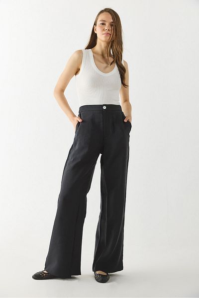 VENA Holly Wide Leg Trousers(Cupro) - Black