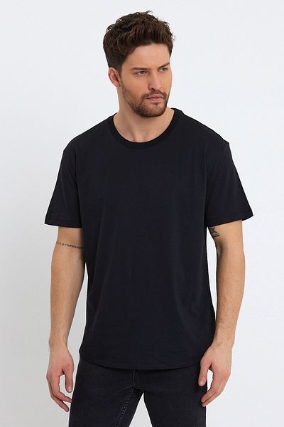 VENA Μπλουζάκι Walker Crew Neck Slim Fit - ΜΑΥΡΟ