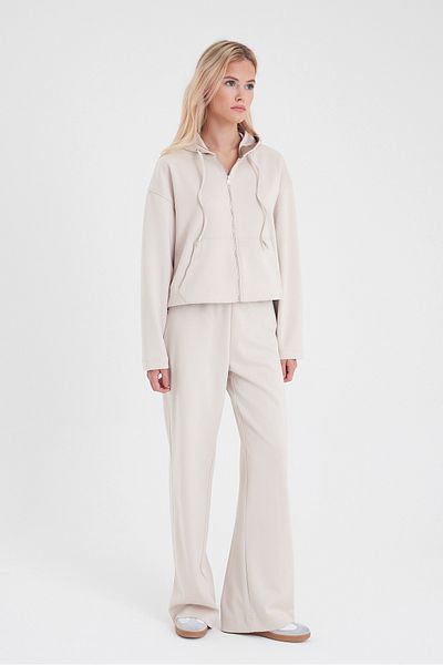 VENA Jovie Soft Textured High Waist Wide Leg Pants(Cupro) - Bone