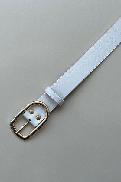 keisy Gino Gold Buckle Women's White Belt
