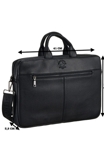 Westpolo Vegan Deri Unisex Laptop, Evrak Çantası - Siyah