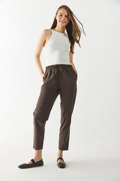 VENA Alian Elastic Waist Sulfur Striped Trousers - Tree Bark Striped