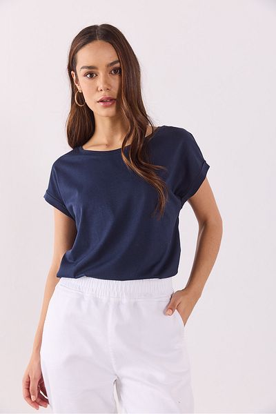 VENA Тениска с яка Cindy Bike Collar Regular Fit Basic Modal, тъмносиня