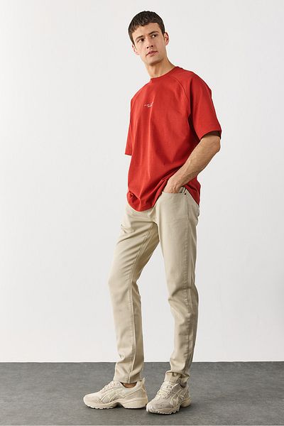 VENA Edward Slim Straight Colored Jean Trousers - Stone