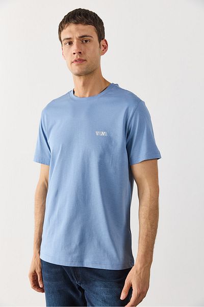 VENA Μπλουζάκι με στάμπα Crew Neck Regular Fit - Sky Blue