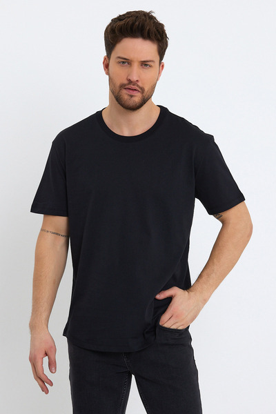 VENA Μπλουζάκι Walker Crew Neck Slim Fit - ΜΑΥΡΟ