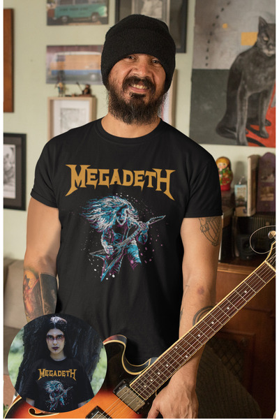 Fuddy Moda Tricou unisex cu imprimeu Megadeth V2, tricou oversize cu imprimeu...