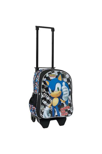 Sonic School Bag with Squeegee, Licensed 2 Compartment Pen Holder - Water Bottle Flask Gift