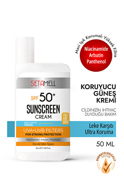Setamell BB Renkli Güneş Kremi Yüksek Koruma SPF 50+ - COLORED SUN CREAM 50 ml