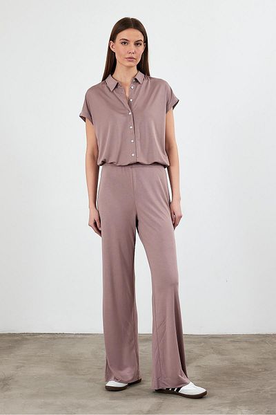 VENA Jovie Soft Textured High Waist Wide Leg Sweatpants (Cupro) - Rose