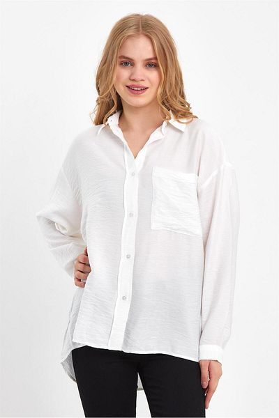VENA Tina Oversize Crinkle πουκάμισο - Λευκό