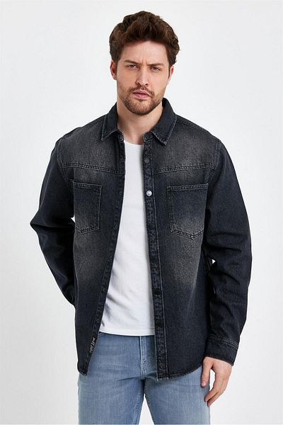 VENA Ανδρικό πουκάμισο Jason Black Oversize Jean