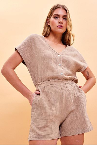 VENA Laura Muslin Jumpsuit - Mink