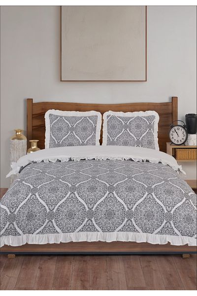 Uckan 100% Cotton Double Bedding Set Ruffled Efsun