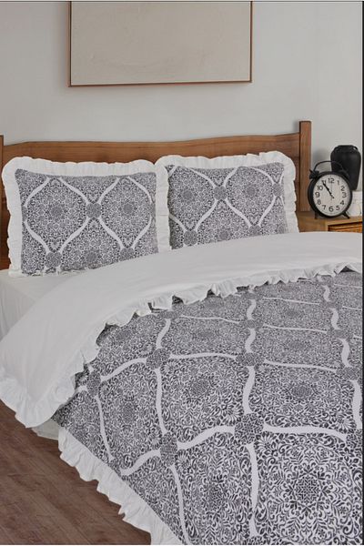 Uckan 100% Cotton Double Bedding Set Ruffled Efsun