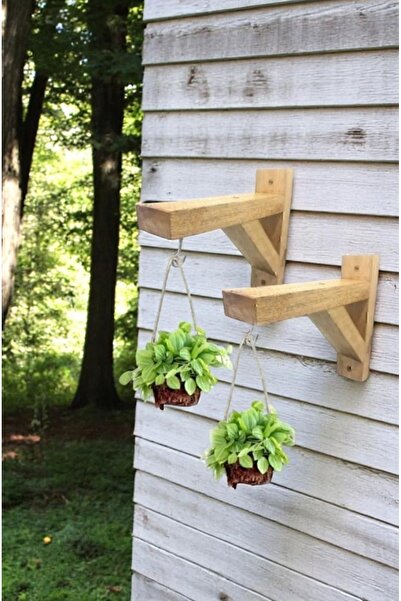 Genel Markalar Duvar Rafı , Raf Ayağı , Askılı Ahşap Çiçeklik (2 Adet )