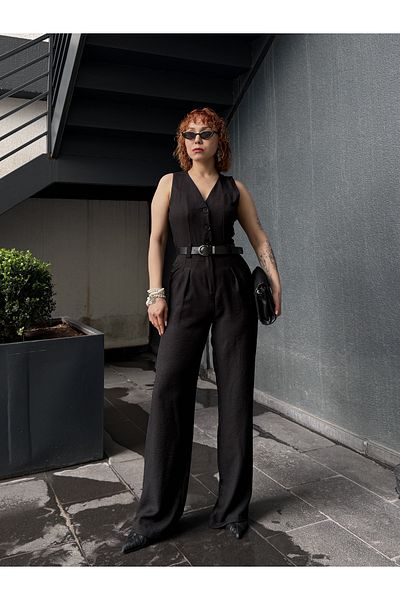 Bak'ap Premium Summer Linen Belted Jumpsuit