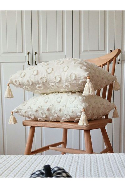 ARVA Home Luxury Decorative Tasseled Cotton Throw Pillow Comfortable Sofa Pillow Case Custom Design 43X43