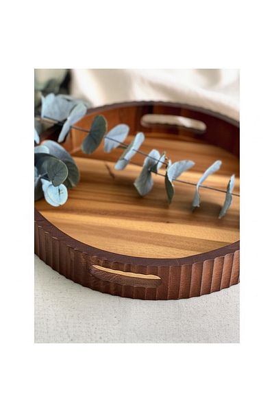 magical dreams Presentation Tray.Akasya Presentation Tray 30 cm Wooden Brown Curved, Decorative Tray