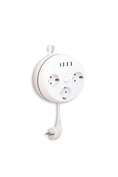 nelerbulurum MAKARALI 1.5 METRE ÜÇLÜ AKIM KORUMALI 3 USB / Type-C Girişli Akım ve çocuk Korumalı Grup Priz