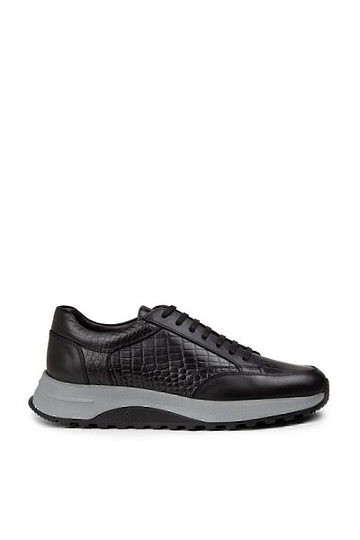 Deery Black Genuine Leather Men's Sneaker