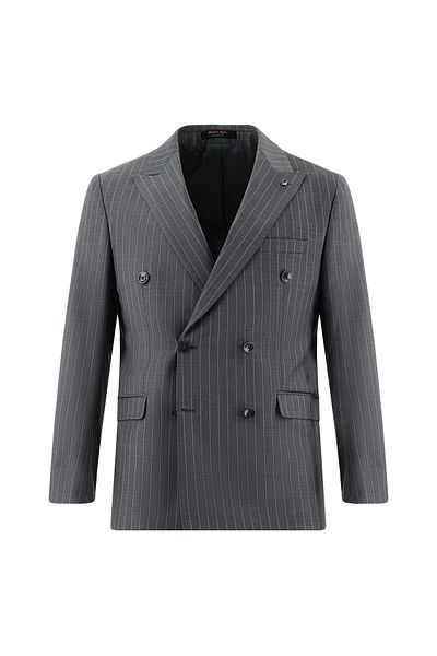 Abdullah Kiğılı Regular Fit Woolen Double Breasted Striped Suit