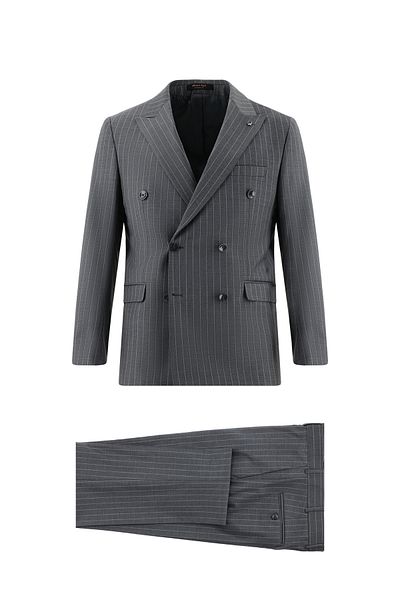 Abdullah Kiğılı Regular Fit Woolen Double Breasted Striped Suit