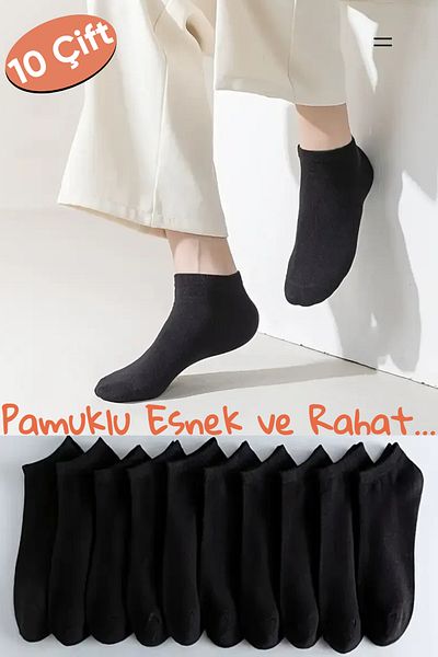 Esinti Economical Pack of 10 White Black Women Men Unisex Sports Booties Socks