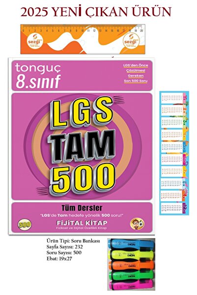 Tonguç Yayınları Lgs Tam 500 Soru Bankası 2025 Yeni Ürün Ve Fosforlu Kalem Noki
