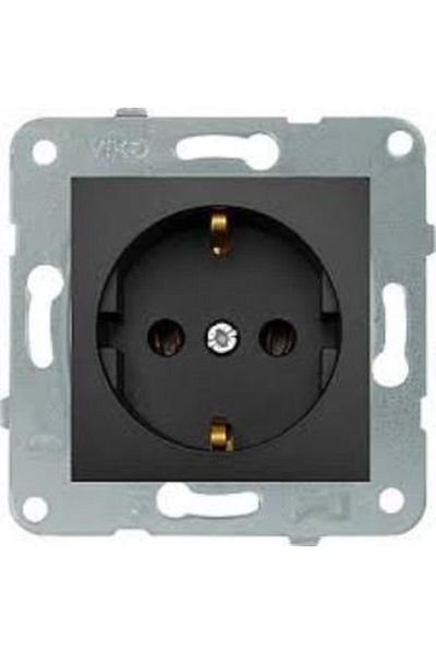 VİKO Linnera Life Night Black Grounded Socket with Frame