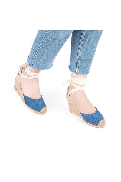 Star Tombis Espadrile cu șnur realizate manual Espadrile din in, cu toc pană, realizate manual