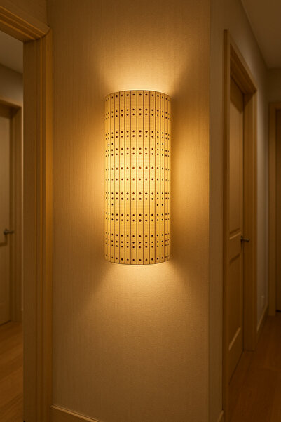 Ferisa Home Ahşap Günışığı Ledli Duvar Balkon Salon Yatak Odası Koridor Aplik Gece Lambası Montajlı Teslimat