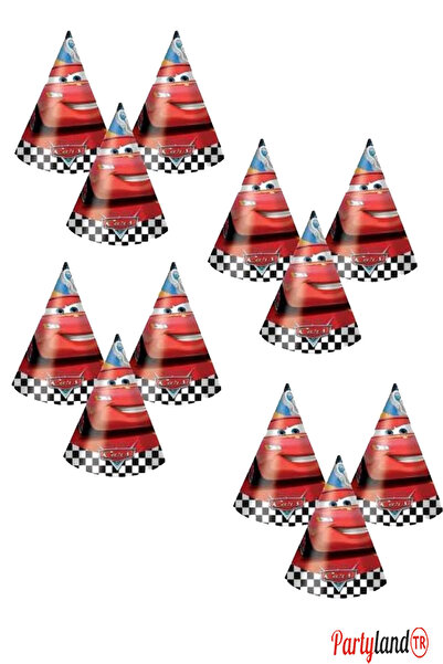 PartylandTR Cars Arabalar Şimşek Mcqueen 12 Li Karton Külah Şapka