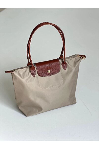 olivia gate Foldable Shoulder Bag with Leather Handle and Snap Fasteners -