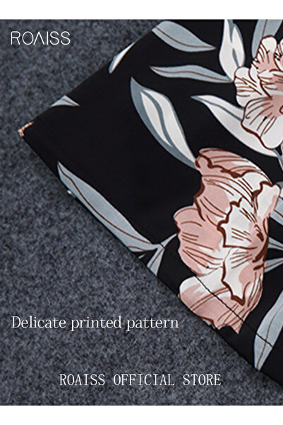 ROAISS 5-Pack Women's Pajama Sets Sweet Floral Printing Homewear Ladies Nightwear Silky Clothes Suits