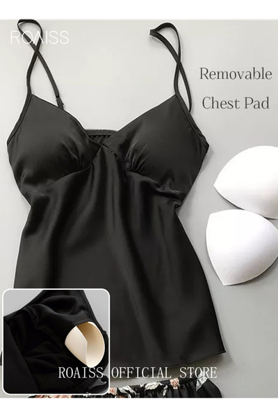 ROAISS 5-Pack Women's Pajama Sets Sweet Floral Printing Homewear Ladies Nightwear Silky Clothes Suits