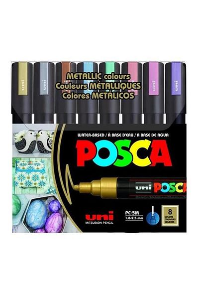 Uni Posca Water Based Marker Set 8 Metallic Colors 1.8 2.5mm Pc5M