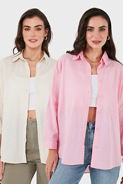 SD LUXURY Πουκάμισα με μακρύ μανίκι 2 συσκευασιών από βαμβακερό μείγμα 6781001s2